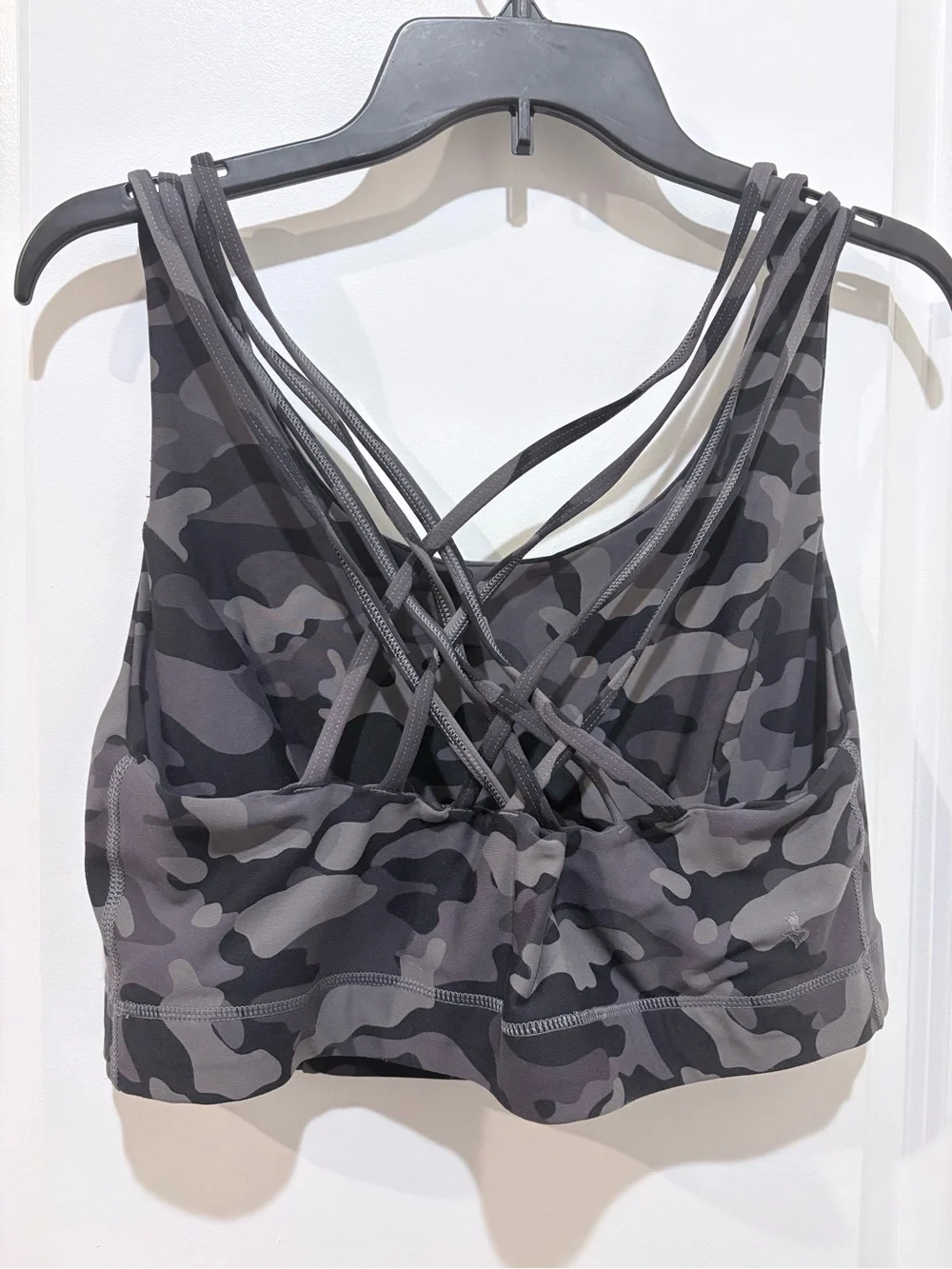 Torrid-Size 2-Strappy Camouflage Sports Bra - Gray Camo